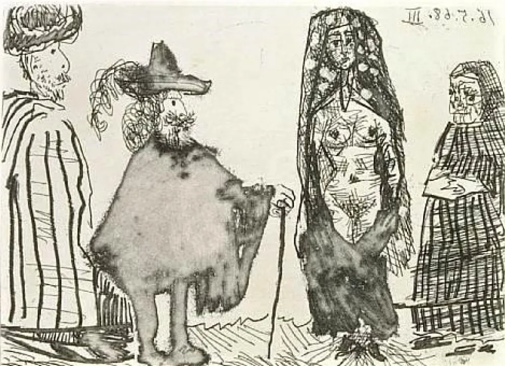 Radierung Und Aquatinta Picasso - Mille et une nuits et Celestine: la jeune esclave