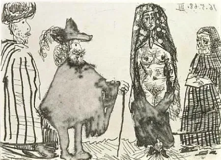 Radierung Und Aquatinta Picasso - Mille et une nuits et Celestine: la jeune esclave