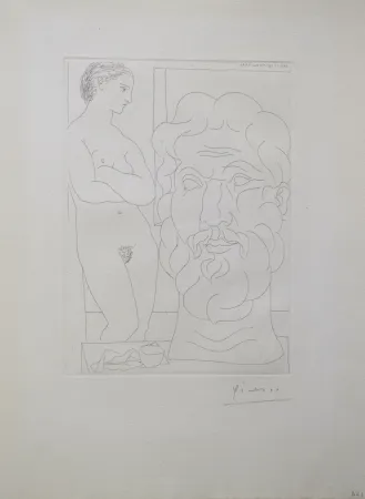 Stich Picasso - Modèle et Grande Tête Sculptée (B170 Vollard)