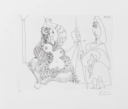 Stich Picasso - MOUSQUETAIRE ET ODALISQUE, MEDUSE, (BLOCH 1902) – etching – 1970