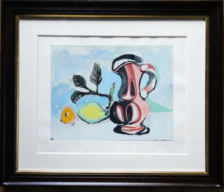 Aquatinta Picasso -  Nature morte au citron et au pichet rouge 