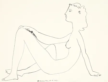 Lithographie Picasso - Nu assis, de profil