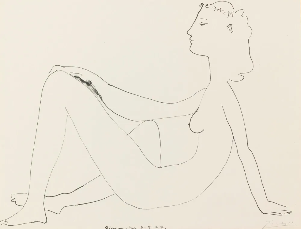 Lithographie Picasso - Nu assis, de profil