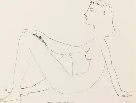 Lithographie Picasso - Nu assis, de profil