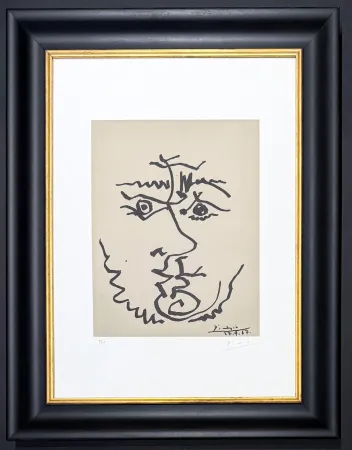 Lithographie Picasso - Pablo Picasso ( 1881 – 1973 )– Visage – hand-signed Lithograph on Rives BFK paper – 1967