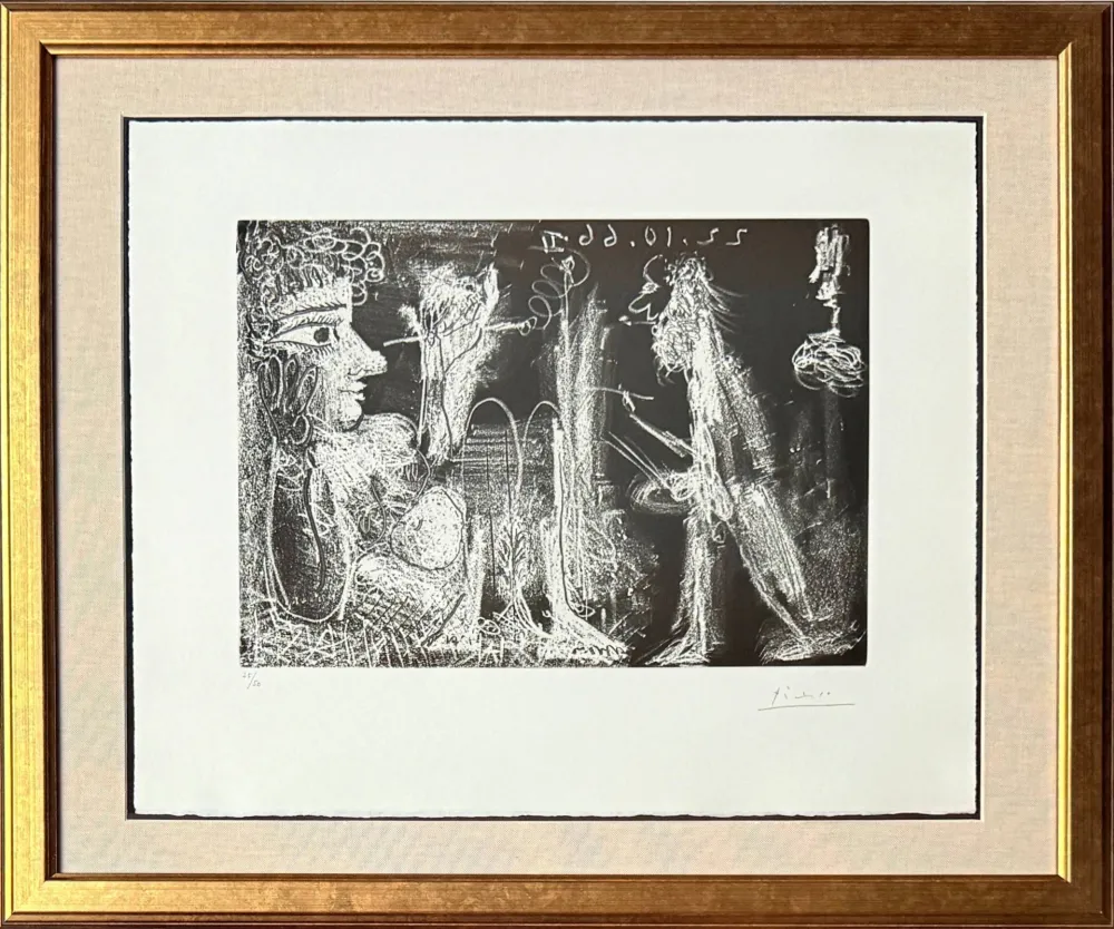 Radierung Und Aquatinta Picasso - Peintre et modèle au fume-cigarette