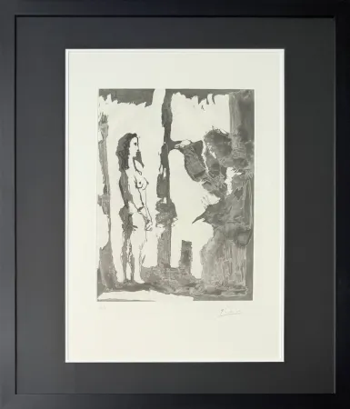 Radierung Und Aquatinta Picasso - Peintre et modèle aux cheveux longs