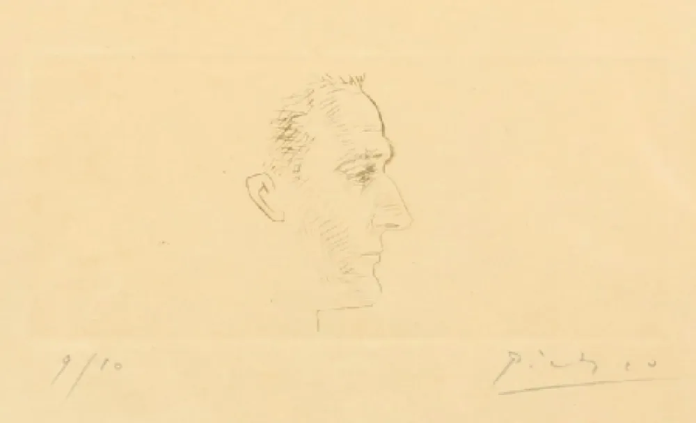 Kaltnadelradierung Picasso - Portrait de Marcel Boudin