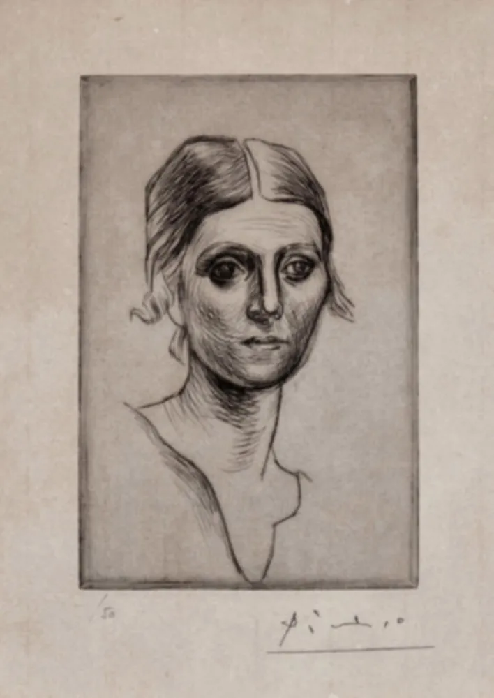 Kaltnadelradierung Picasso - Portrait d'Olga Picasso