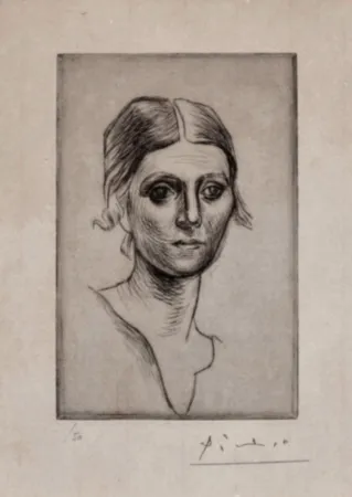 Kaltnadelradierung Picasso - Portrait d'Olga Picasso