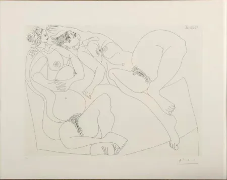 Radierung Picasso - Repos. Deux Filles Bavardant