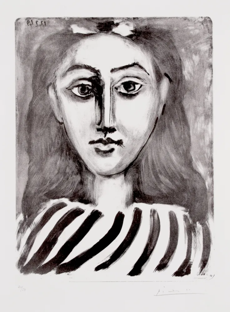 Lithographie Picasso - Tête de jeune fille – Portrait de Françoise