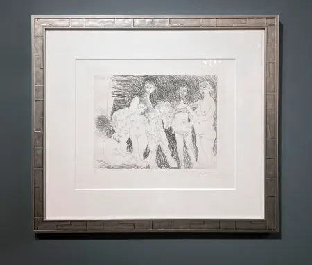 Stich Picasso - Vieil homme pensant à sa jeunesse: garcon sur un cheval de cirque et femmes, Plate 15 from: La Série 347 (Old man thinking of his youth: boy on a circus horse and women, Plate 15 from: Series 347)