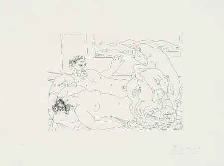 Radierung Picasso - ‚Vieux sculpteur avec femme, cheval luttant‘ La Suite Vollard
