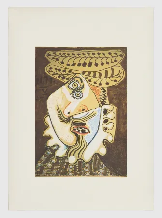 Lithographie Picasso - Visage de bouffon