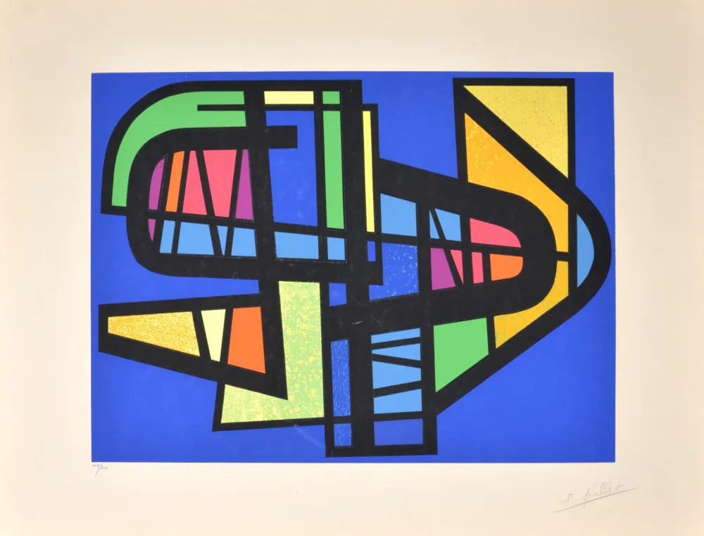 Siebdruck Pillet - Composition, 1954 - Hand-signed