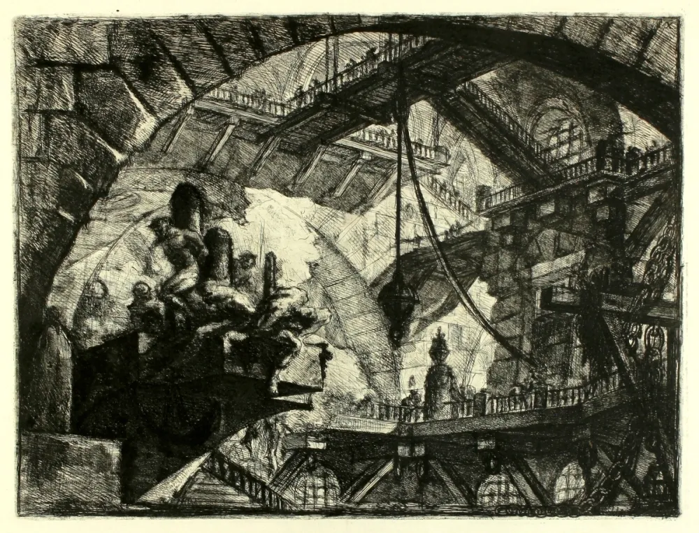 Stich Piranesi - Prisoners on a projecting Platform (Carceri X)
