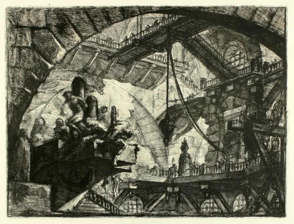 Stich Piranesi - Prisoners on a Projecting Platform (No. 10 from 
