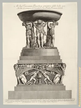 Radierung Piranesi - VASCA DI GRANITO SORRETTA DA QUATTRO FAUNI