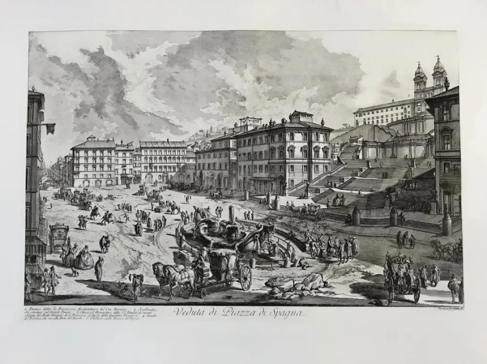 Radierung Piranesi - Veduta de la Piazza di Spagna