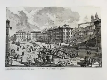 Radierung Piranesi - Veduta de la Piazza di Spagna