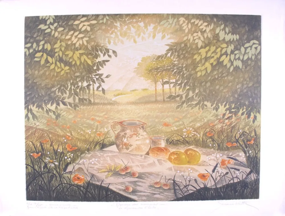 Kaltnadelradierung Pirotte - Domaine des Murmures - Le déjeuner sur l'herbe