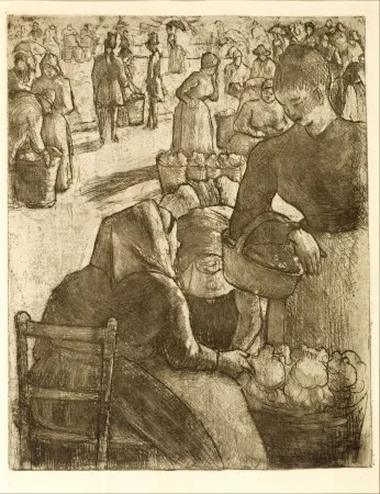 Stich Pissarro - Marché aux légumes, à Pontoise