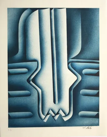 Lithographie Poli - Forage en mer