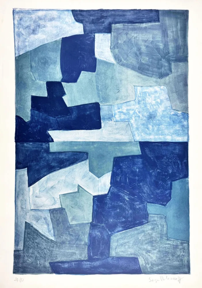 Lithographie Poliakoff - Composition bleue L71 