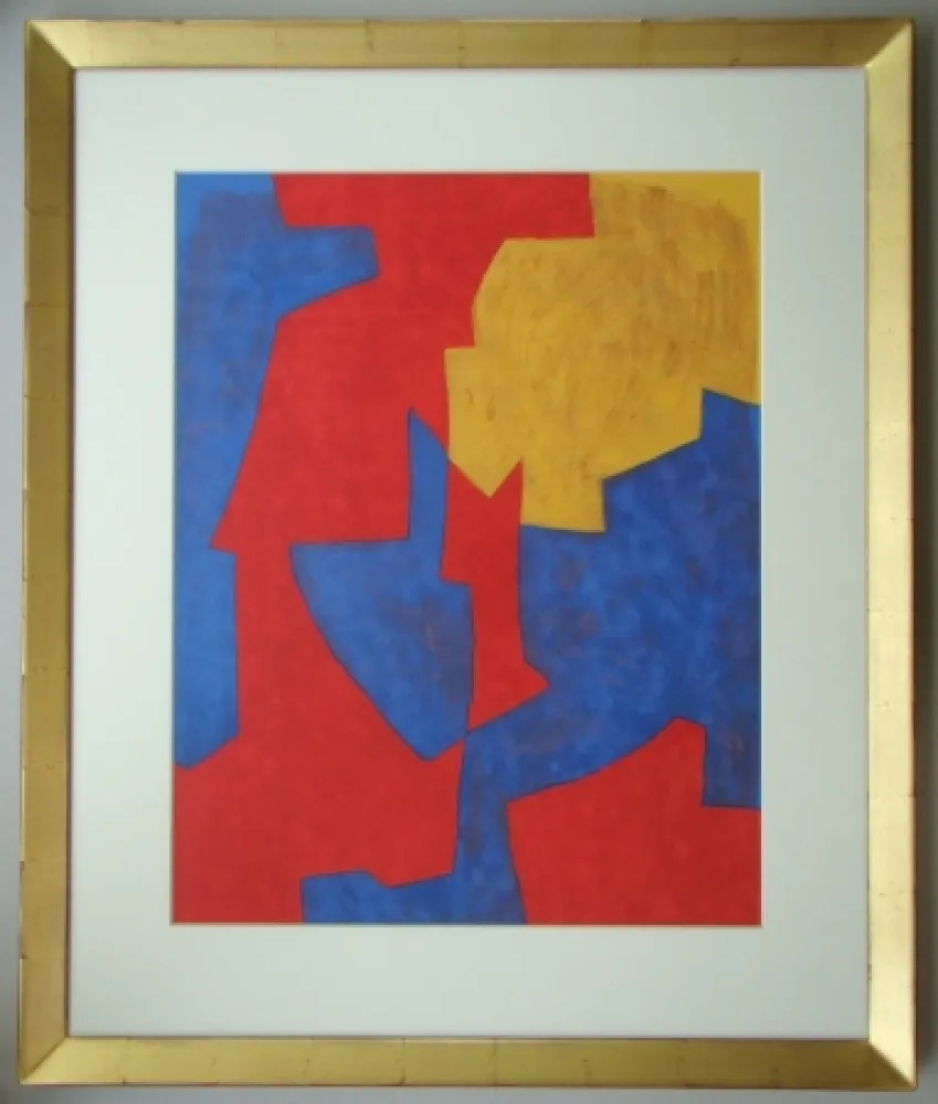 Lithographie Poliakoff - Composition rouge, bleue et jaune