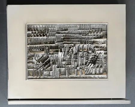 Keine Technische Pomodoro - Arnaldo Pomodoro (1926 - 2025) - Bassorilievo - Silver sculpture with chrome-plated brass - 1973