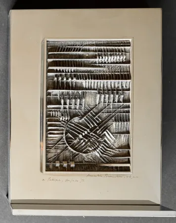 Keine Technische Pomodoro - Arnaldo Pomodoro (1926 - 2025) - Bassorilievo - Silver sculpture with chrome-plated brass - 1973