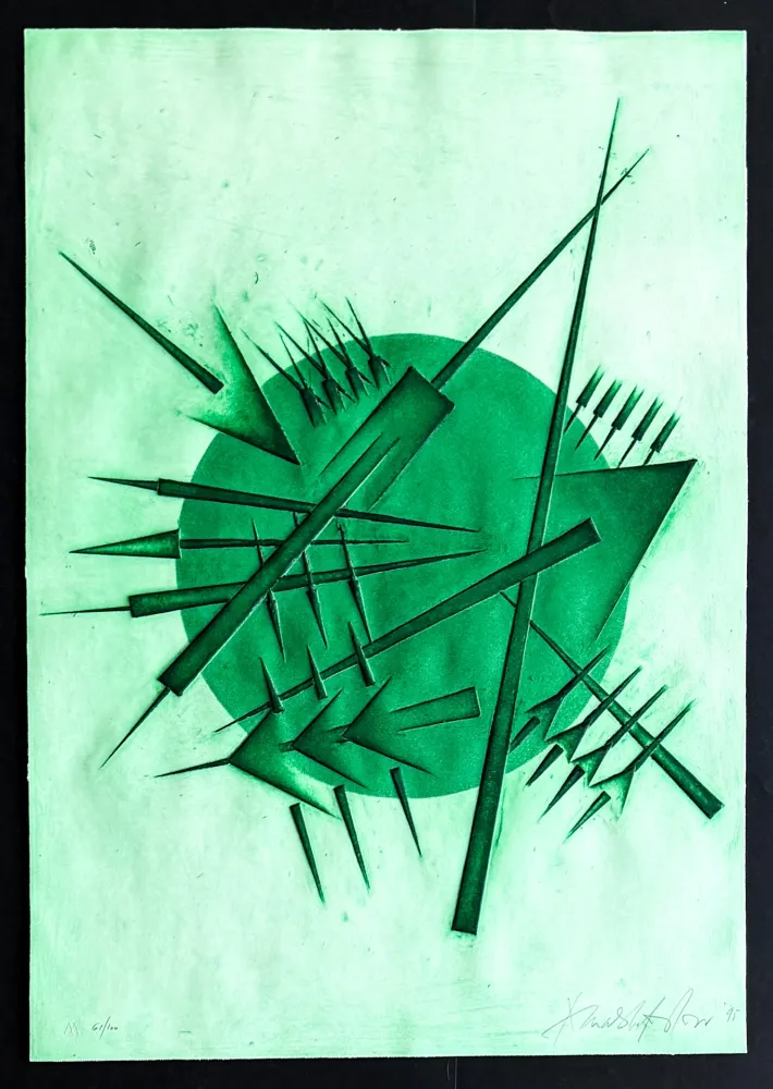 Stich Pomodoro - Arnaldo Pomodoro (1926–2025) – Segnali – Etching and engraving on Fabriano Rosaspina paper – 1995