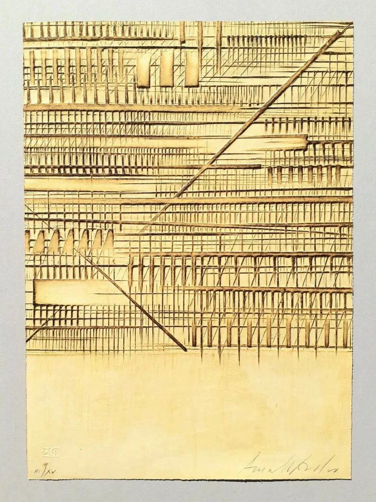 Radierung Pomodoro - Lettera sbarrata