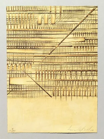 Radierung Pomodoro - Lettera sbarrata