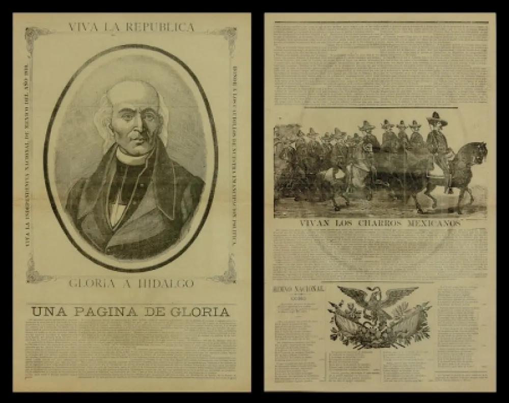 Holzschnitt Posada - Viva la Republica - Gloria a Hidalgo/Vivan Los Charros