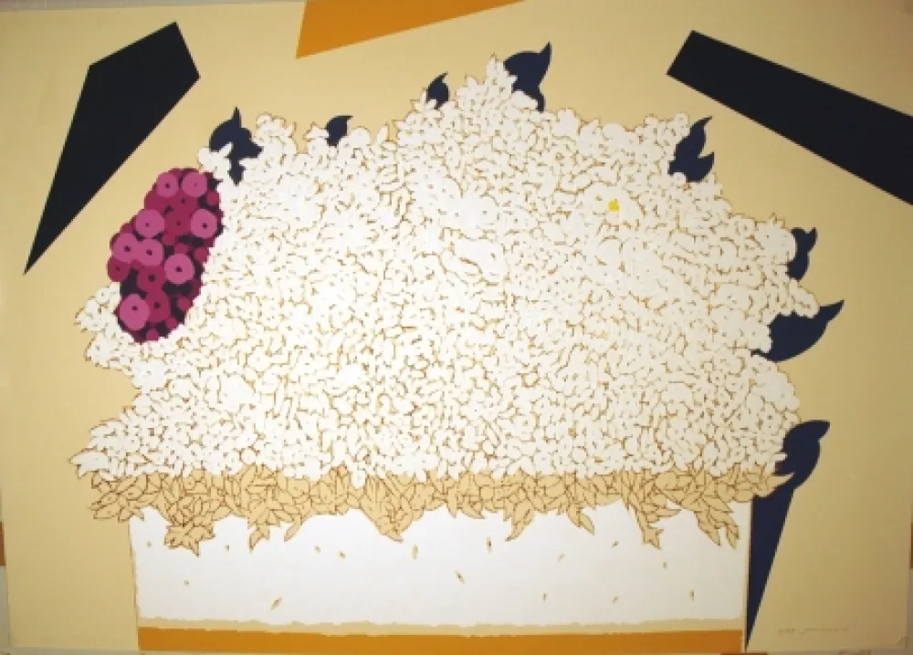 Siebdruck Pozzati - Fiori bianchi