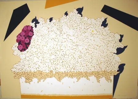 Siebdruck Pozzati - Fiori bianchi