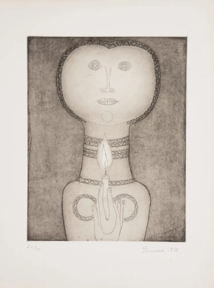 Radierung Prinner - Femme à la Bougie.