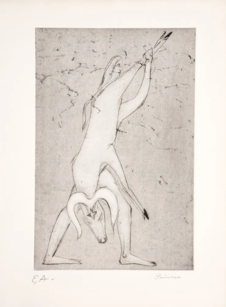 Radierung Prinner - Le livre des morts Égyptiens, 1948.