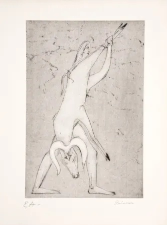 Radierung Prinner - Le livre des morts Égyptiens, 1948.