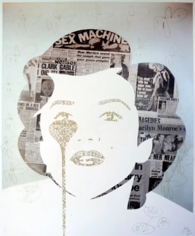 Siebdruck Pure Evil - The last Marilyn (golden ink face)