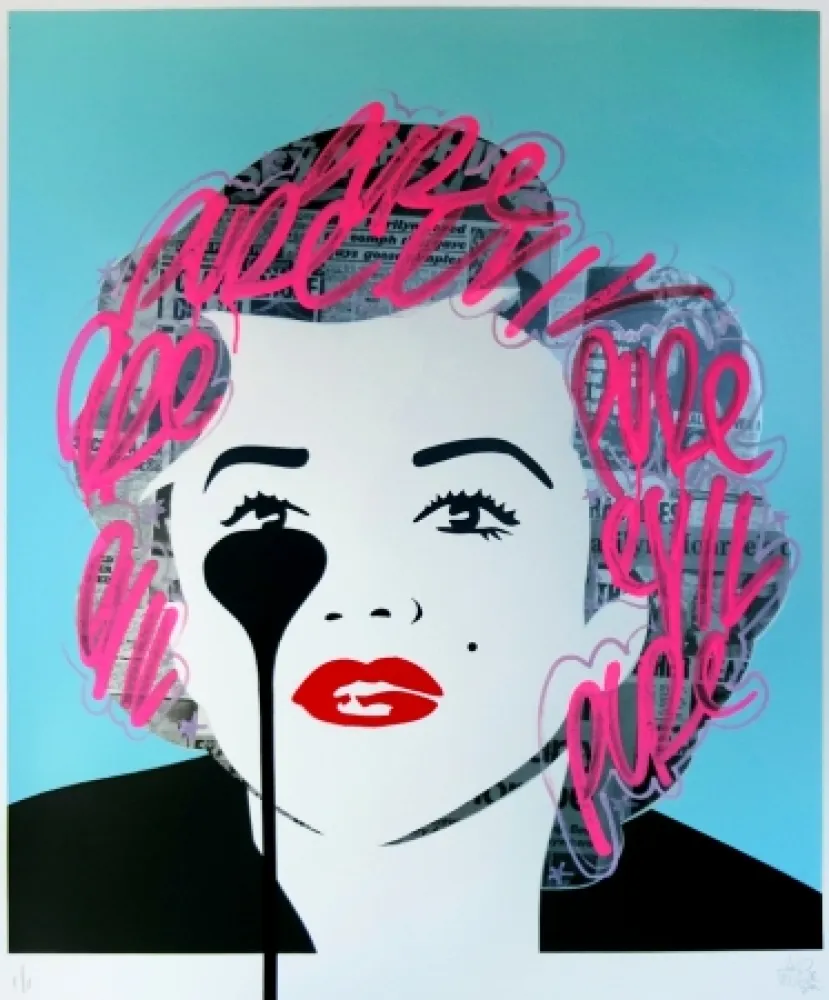 Siebdruck Pure Evil - The last Marilyn (pink tags)