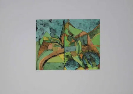 Kaltnadelradierung Pyroth - Allerlei innen.  Der Riss im Gebirge.