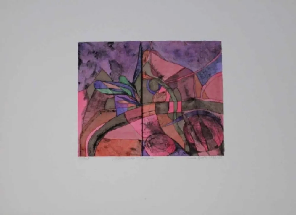 Kaltnadelradierung Pyroth - Allerlei innen.  Zwiefach.