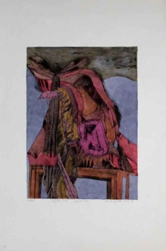 Kaltnadelradierung Pyroth - Auf dem Tisch / Auf der Krim 