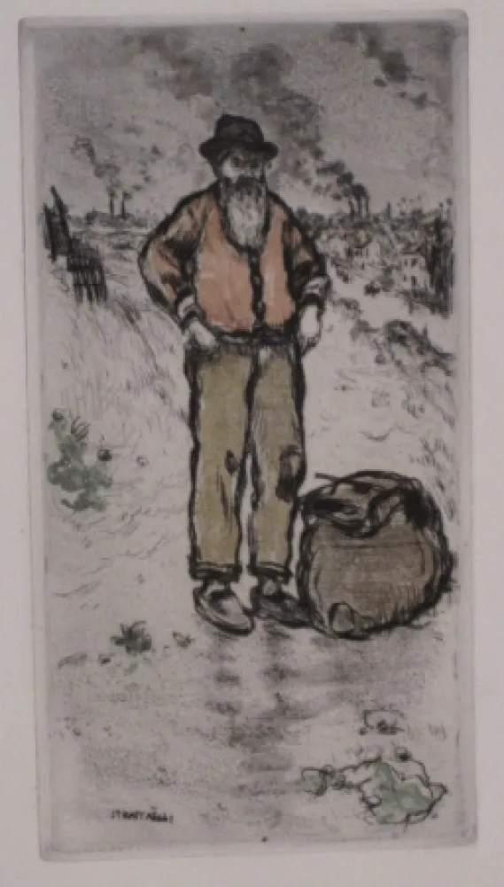 Radierung Und Aquatinta Raffaelli - Le chiffonnier / The Ragman