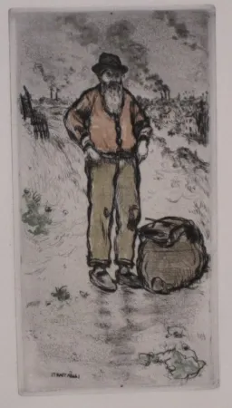 Radierung Und Aquatinta Raffaelli - Le chiffonnier / The Ragman