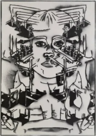 Linolschnitt Ratcliff - No wonder nobody will play with you if you insist on being white all the time