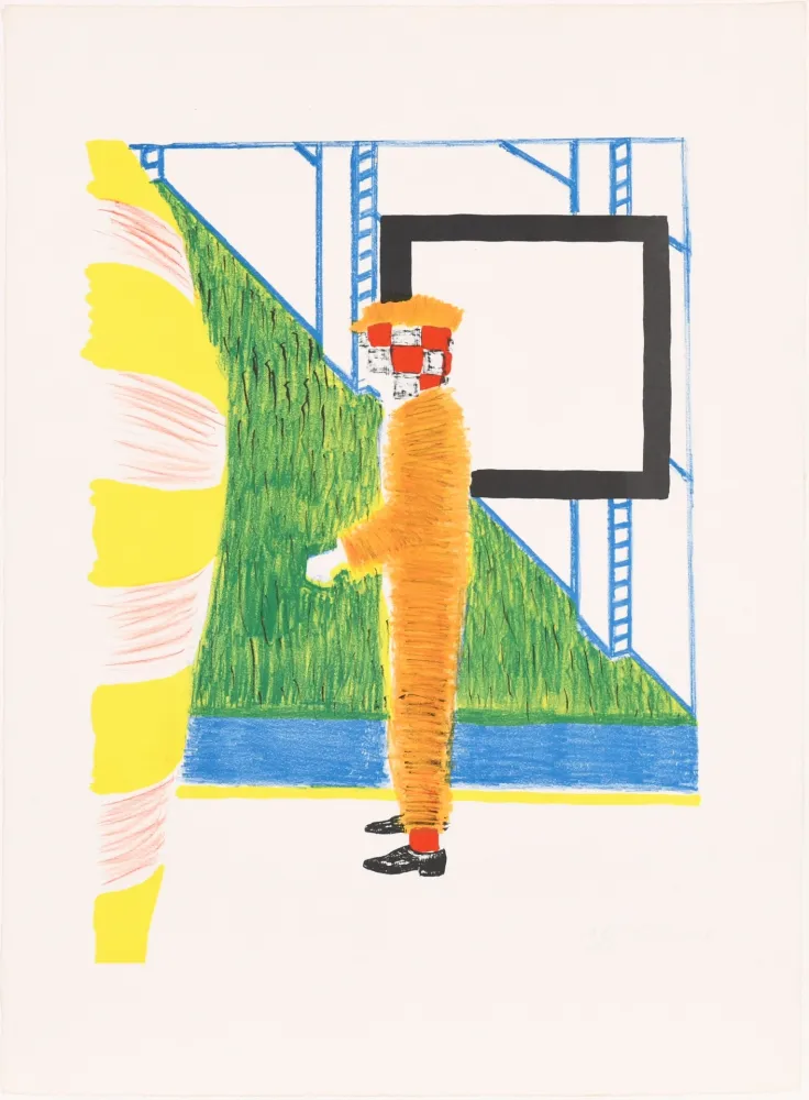 Lithographie Raveel - Gesprek in tuin (Conversation in the garden)